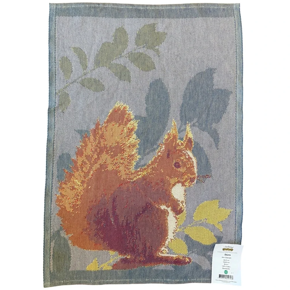 Ekelund Ekorre Squirrel Towel NWT Swedish Jacquard Kitchen Tea Towel 19x28